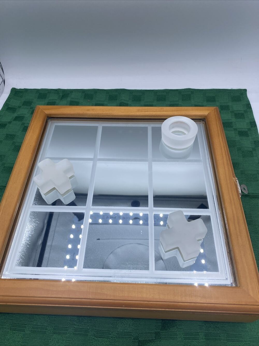 Wooden Box Tic Tac Toe Game & Mirrored Table Decor